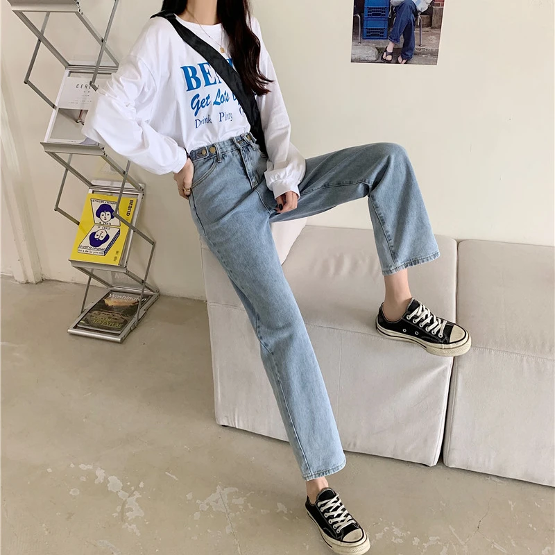 bag Evacuation chat Femei Blugi Largi cu Talie Înaltă Butonul Stil coreean Drepte de Lungime  Completă Denim Streetwear Pantaloni de Mari Dimensiuni S-5XL de Moda de  petrecere a timpului Liber cumpara online < Funduri 